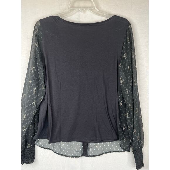 Lauren Conrad dark floral sheer overlaid top size L, EUC - Picture 12 of 13
